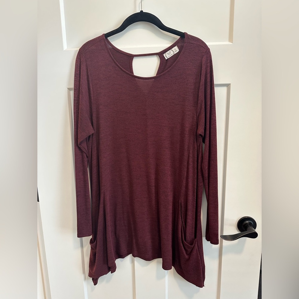 Maurices Red Asymmetrical Cut Out Tunic
